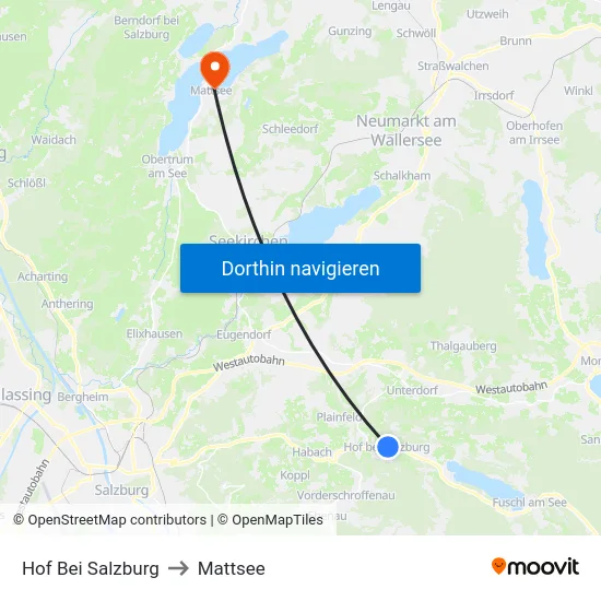 Hof Bei Salzburg to Mattsee map