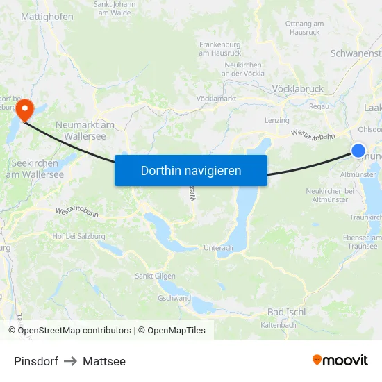 Pinsdorf to Mattsee map