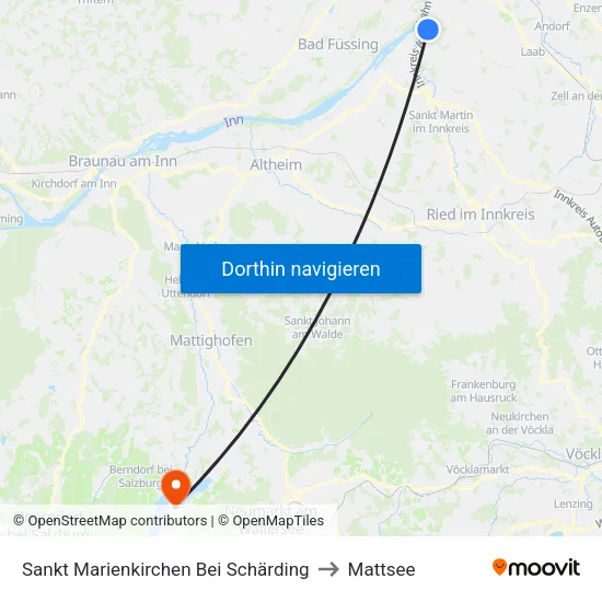 Sankt Marienkirchen Bei Schärding to Mattsee map
