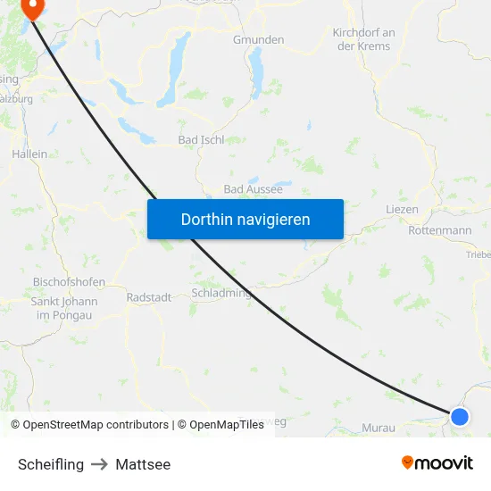 Scheifling to Mattsee map