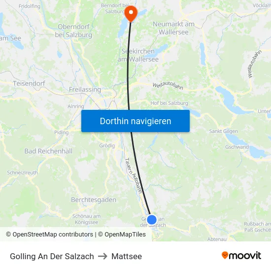 Golling An Der Salzach to Mattsee map