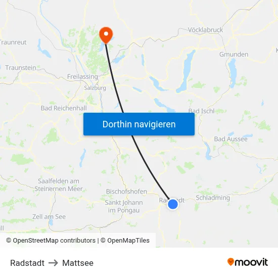Radstadt to Mattsee map