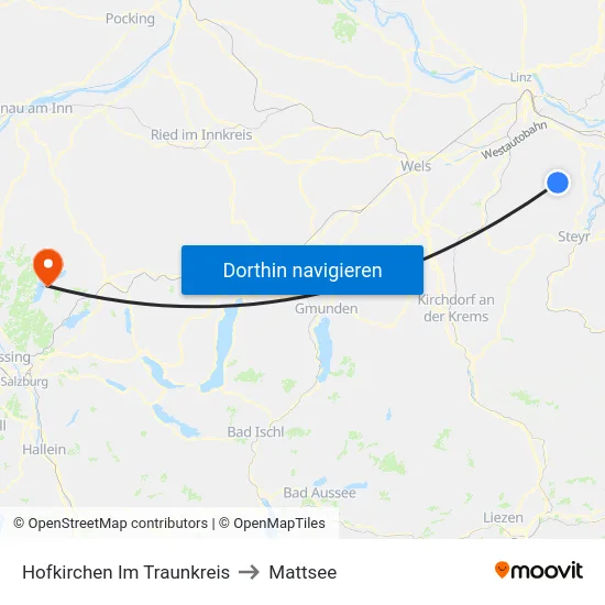 Hofkirchen Im Traunkreis to Mattsee map