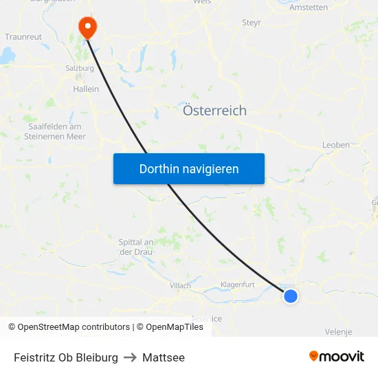Feistritz Ob Bleiburg to Mattsee map