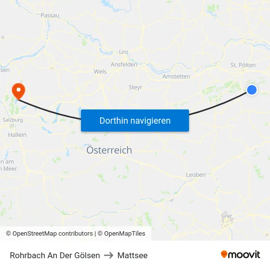 Rohrbach An Der Gölsen to Mattsee map