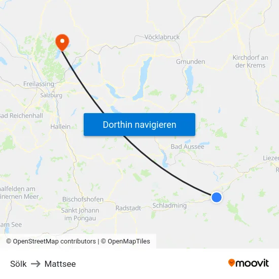 Sölk to Mattsee map