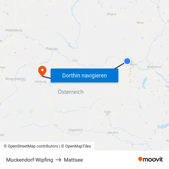 Muckendorf-Wipfing to Mattsee map
