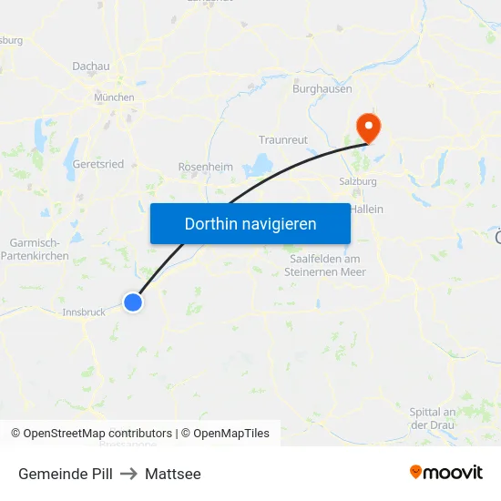 Gemeinde Pill to Mattsee map