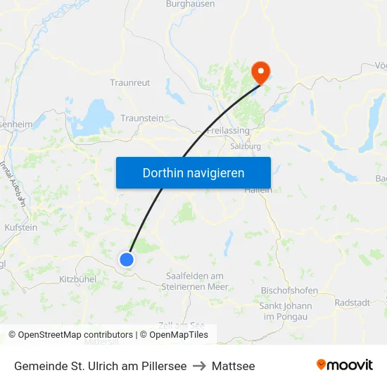 Gemeinde St. Ulrich am Pillersee to Mattsee map