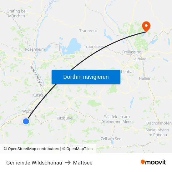 Gemeinde Wildschönau to Mattsee map