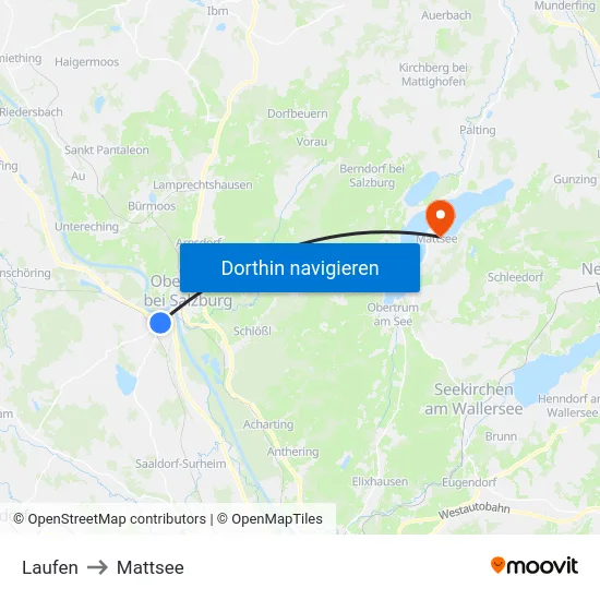 Laufen to Mattsee map