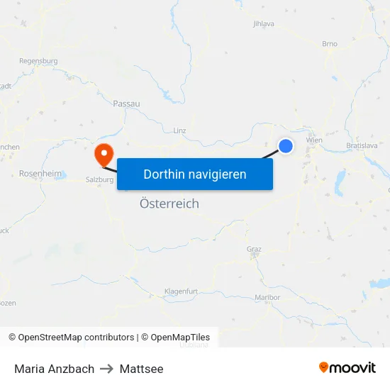 Maria Anzbach to Mattsee map