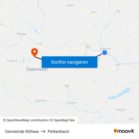 Gemeinde Kittsee to Pettenbach map