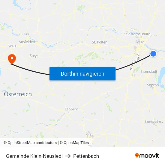 Gemeinde Klein-Neusiedl to Pettenbach map