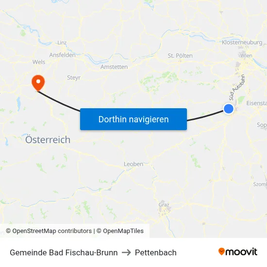 Gemeinde Bad Fischau-Brunn to Pettenbach map