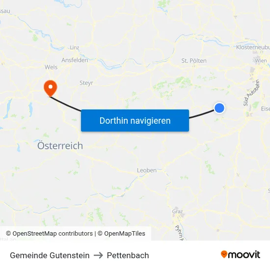 Gemeinde Gutenstein to Pettenbach map