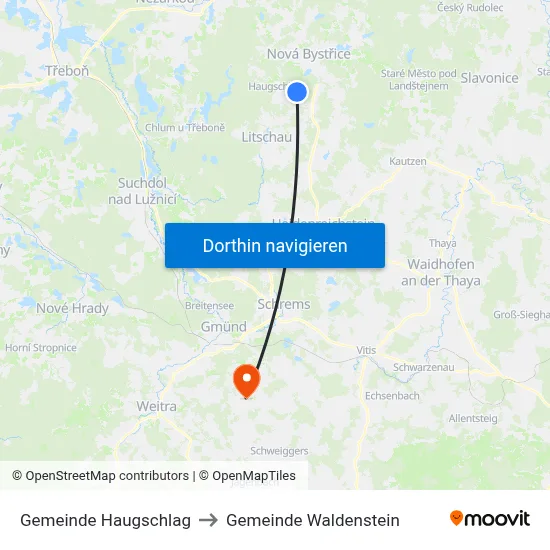 Gemeinde Haugschlag to Gemeinde Waldenstein map