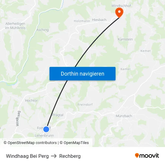 Windhaag Bei Perg to Rechberg map