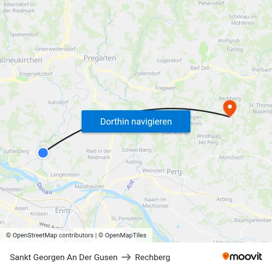 Sankt Georgen An Der Gusen to Rechberg map