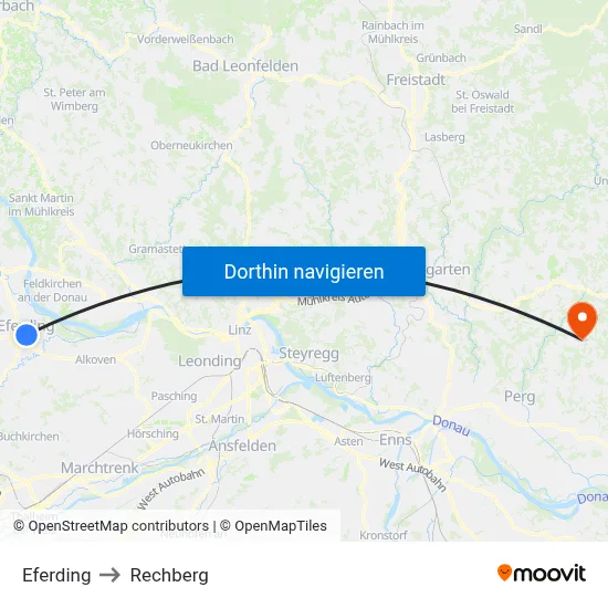 Eferding to Rechberg map