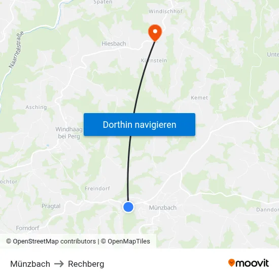 Münzbach to Rechberg map
