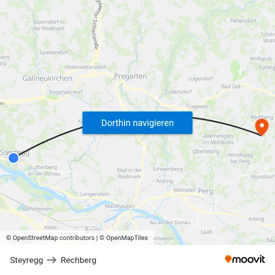 Steyregg to Rechberg map
