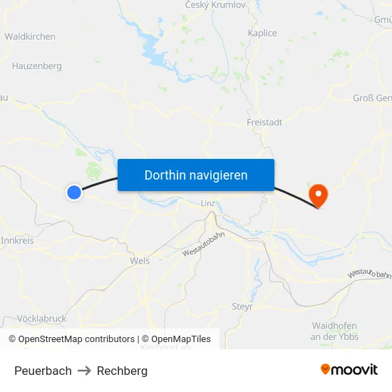 Peuerbach to Rechberg map