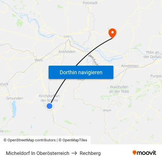 Micheldorf In Oberösterreich to Rechberg map