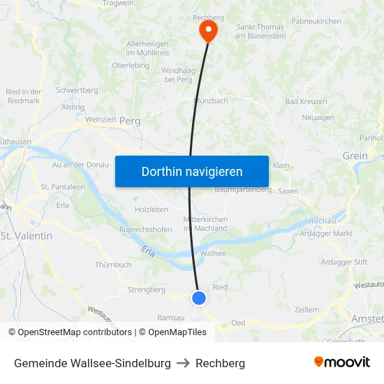 Gemeinde Wallsee-Sindelburg to Rechberg map