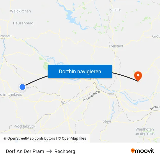 Dorf An Der Pram to Rechberg map
