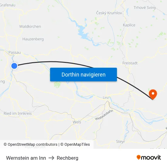 Wernstein am Inn to Rechberg map