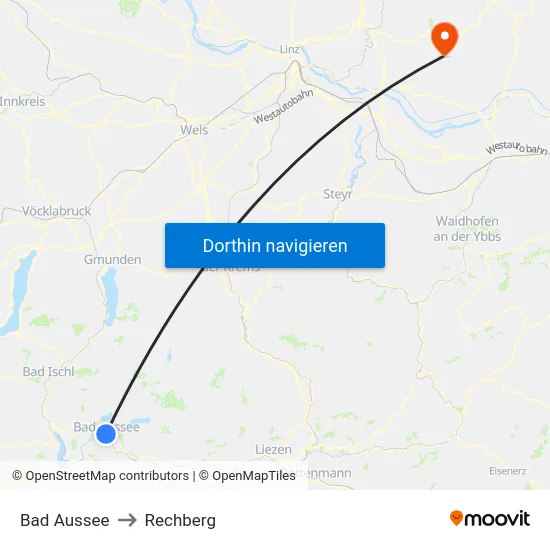 Bad Aussee to Rechberg map