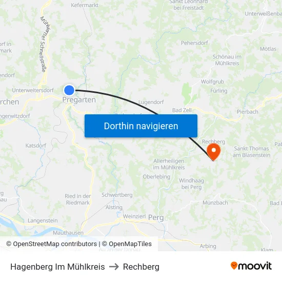 Hagenberg Im Mühlkreis to Rechberg map