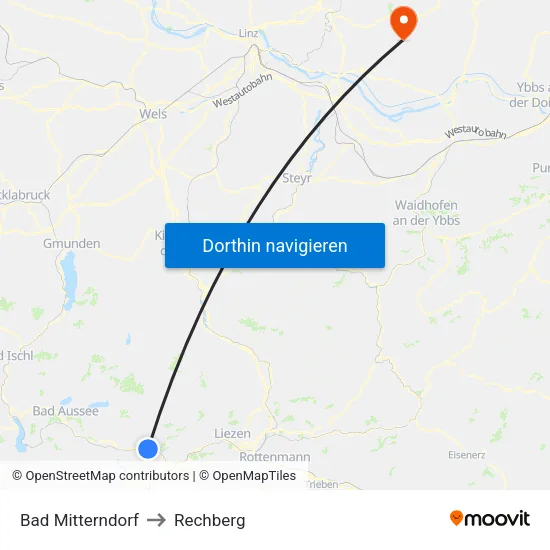 Bad Mitterndorf to Rechberg map