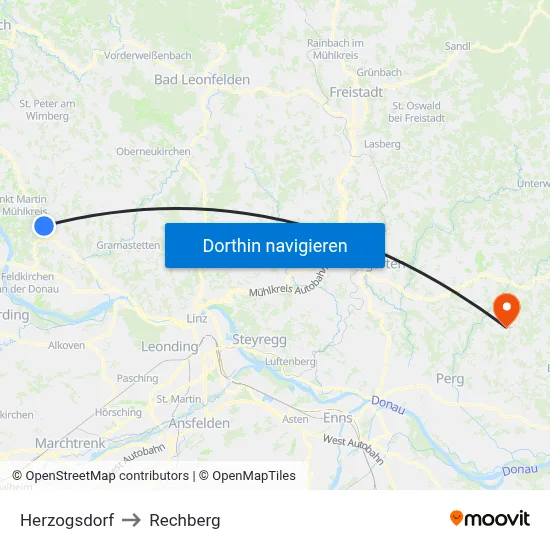 Herzogsdorf to Rechberg map