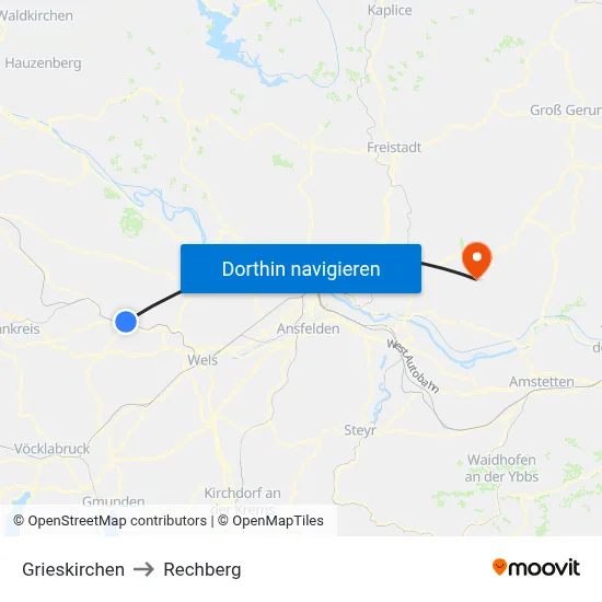 Grieskirchen to Rechberg map