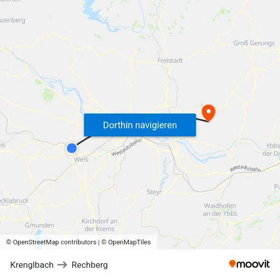 Krenglbach to Rechberg map