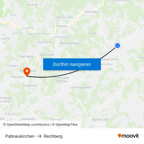 Pabneukirchen to Rechberg map