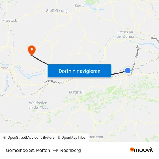 Gemeinde St. Pölten to Rechberg map
