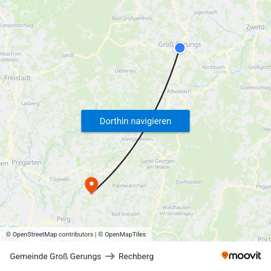 Gemeinde Groß Gerungs to Rechberg map