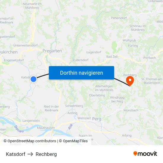 Katsdorf to Rechberg map