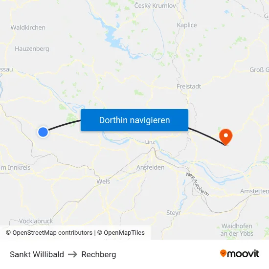 Sankt Willibald to Rechberg map