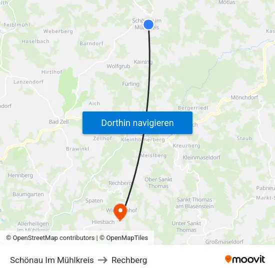 Schönau Im Mühlkreis to Rechberg map