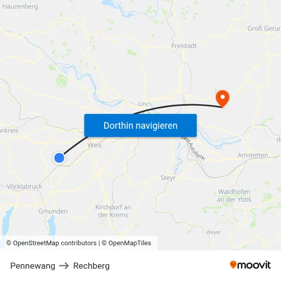 Pennewang to Rechberg map