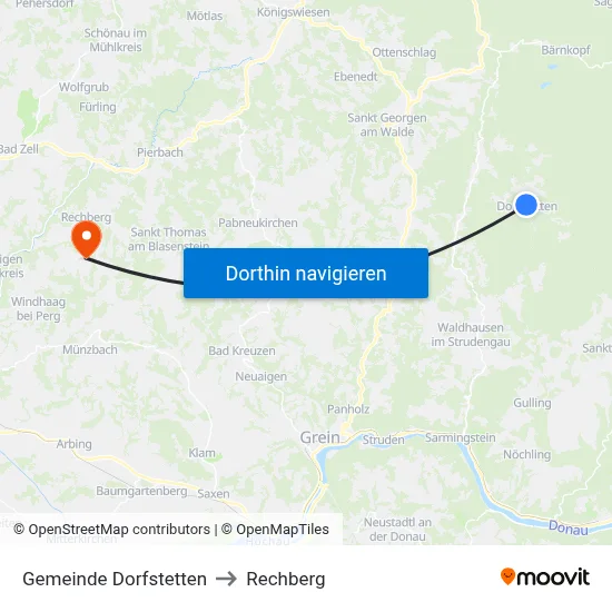 Gemeinde Dorfstetten to Rechberg map