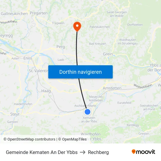Gemeinde Kematen An Der Ybbs to Rechberg map