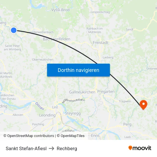 Sankt Stefan-Afiesl to Rechberg map