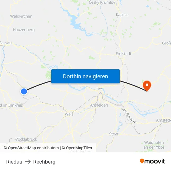 Riedau to Rechberg map
