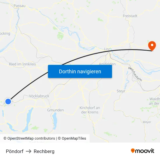 Pöndorf to Rechberg map