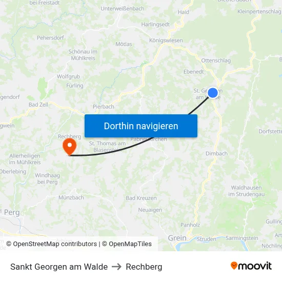 Sankt Georgen am Walde to Rechberg map